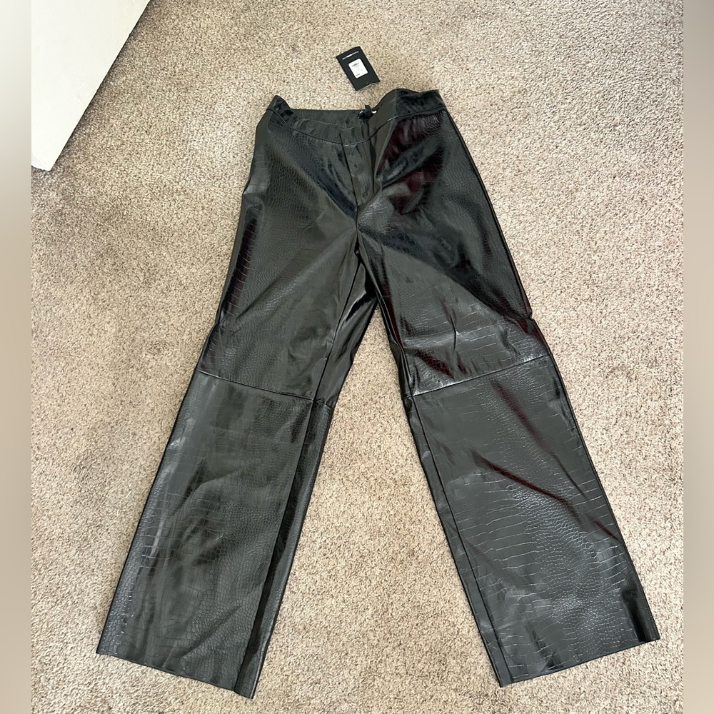 FashionNova, black faux snake leather pants